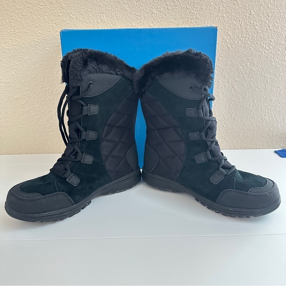 Columbia Women's Lace Up Snow Boots Ice Maiden II in Black with Box sz US 8 - Picture 8 of 13